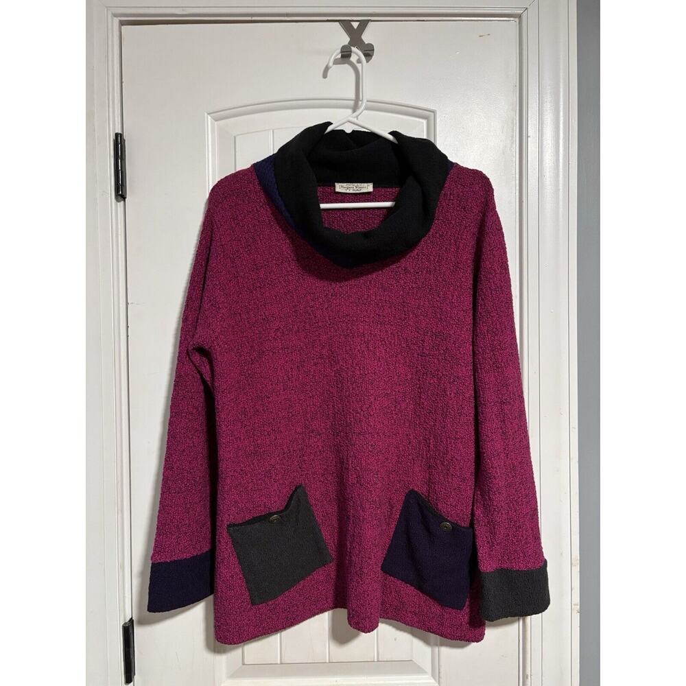 Margaret Winters Turtleneck Sweater‎ Purple Black Pockets M